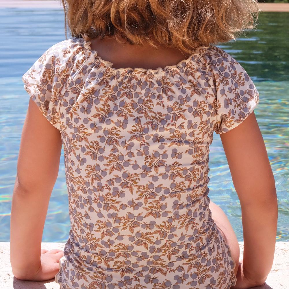 Детский купальник с коротким рукавом Konges Slojd "Collette Orangerie Blu", сочный апельсин - фото №5