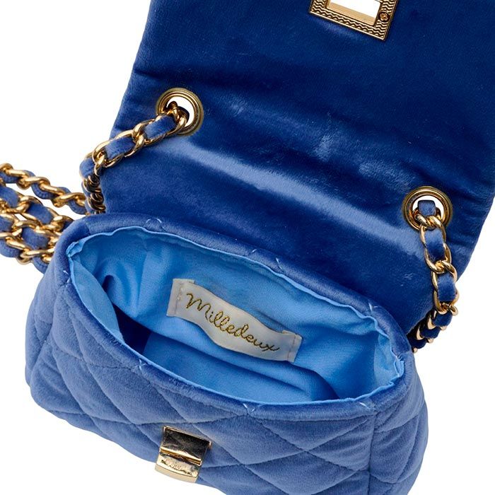 

Сумки Milledeux, Детская стеганая сумка на цепочке Milledeux, маленькая, бархатная, дымчато-голубая
