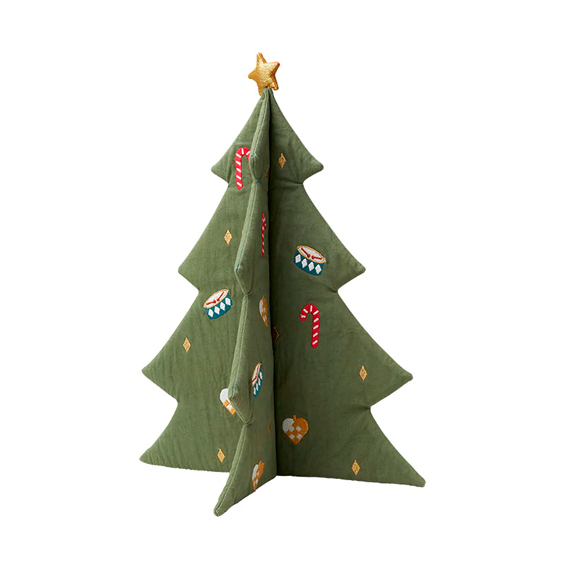 Текстильная рождественская елка с вышивкой Fabelab, зеленая