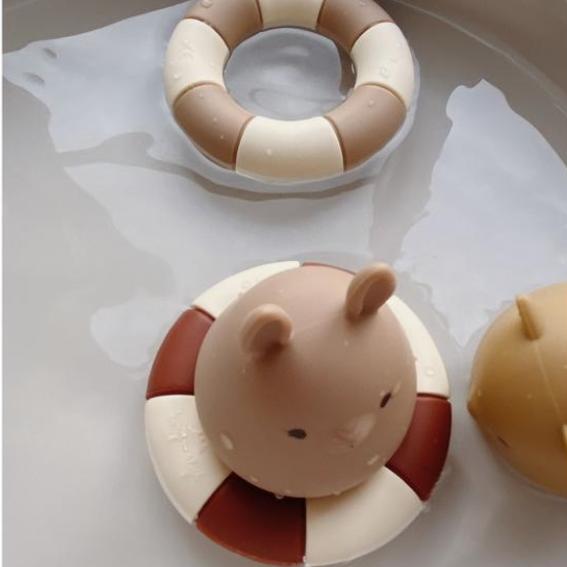 Набор игрушек для ванной Konges Slojd из силикона "Кот и кролик", розовый и миндальный