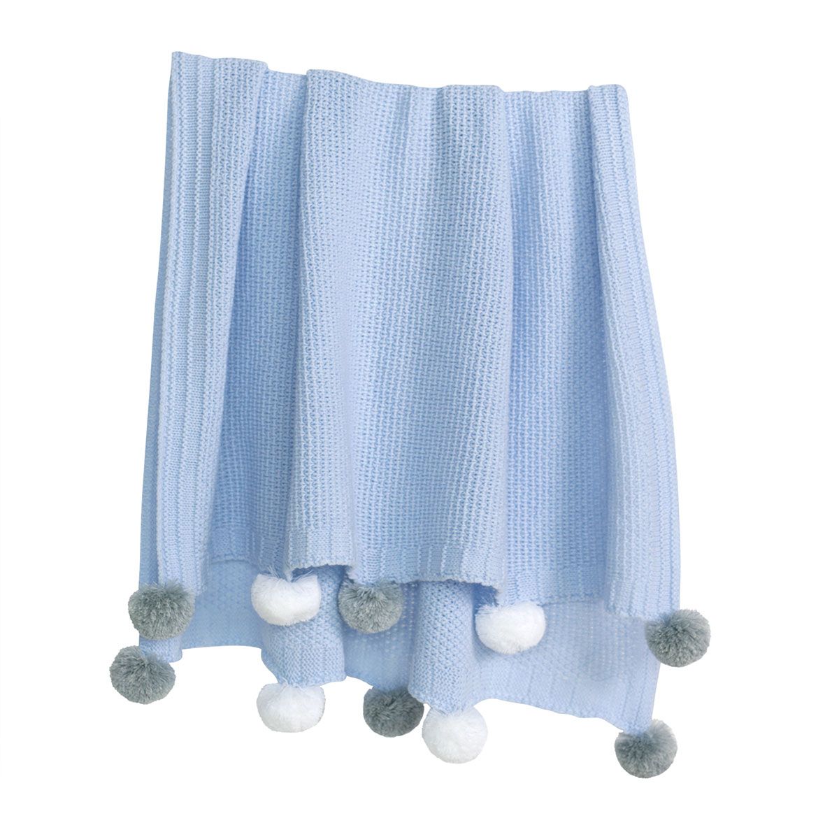 Плед Apero Knit с помпонами, светло-голубой, 90 х 90 см