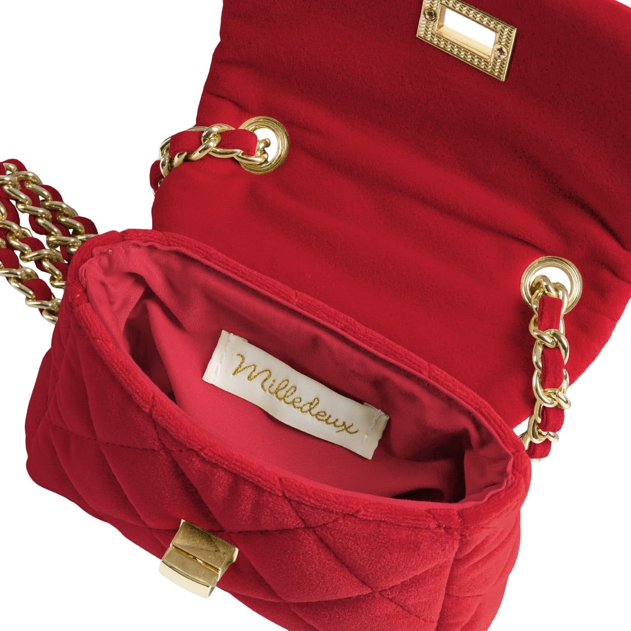 Детская стеганая сумка на цепочке Milledeux, маленькая, бархатная, красная