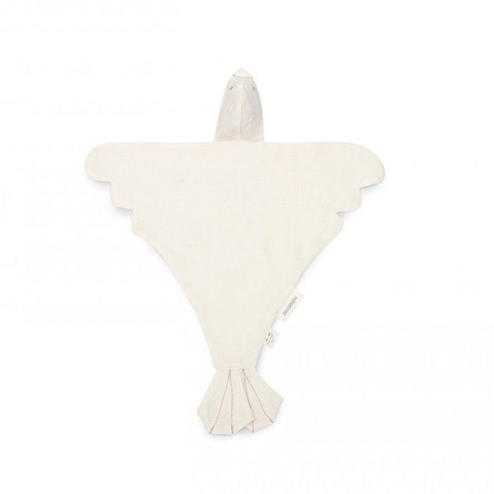 Текстильная игрушка из льна в виде птицы Nobodinoz "Lin Francais Bird White", молочная, 40 х 48 см