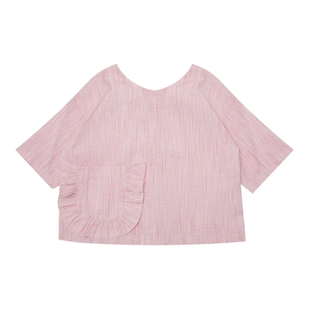 Блузка с накладным карманом BUG LOVERS, светло-розовая - фото №1