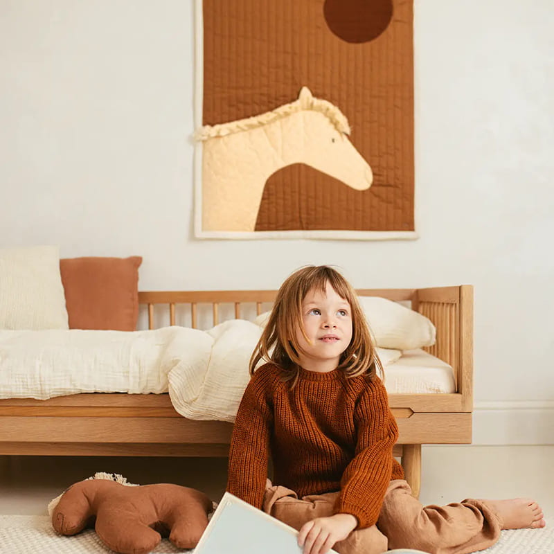 Стеганый игровой коврик-одеяло Nobodinoz "Horse", бежевый, 95 х 73 см - фото №5