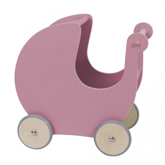 Деревянная коляска для кукол Sebra, темно-розовая