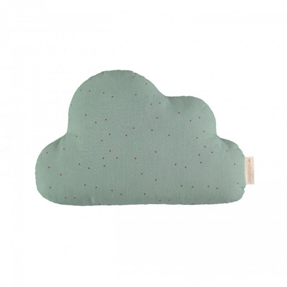 Подушка Nobodinoz "Cloud Toffee Sweet Dots/Eden", точки на антично-зеленом, 24 x 38 см