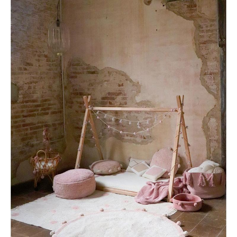 Декоративная подушка с помпонами Lorena Canals, винтажная нюдовая, 48 х 48 см