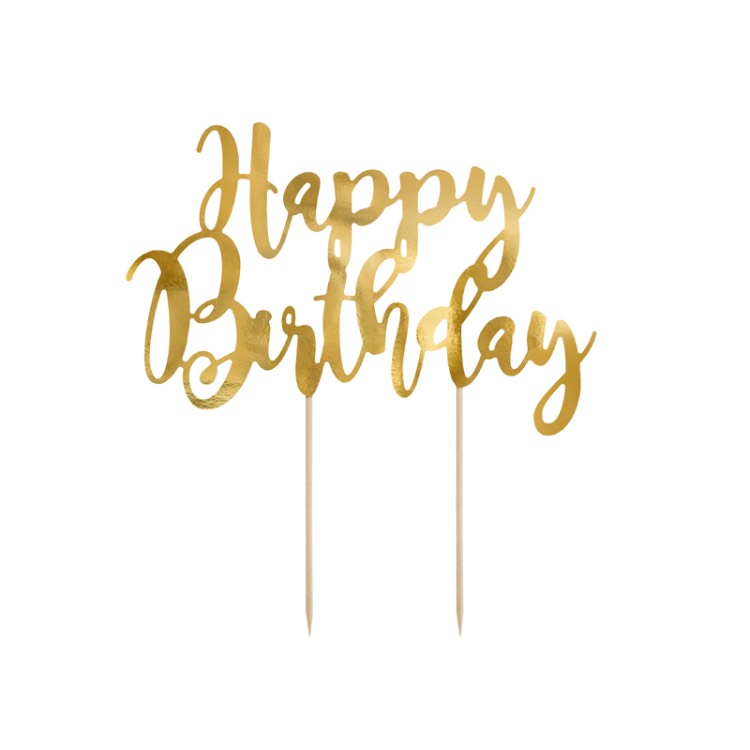 Топпер Party Deco "Happy Birthday", золотой - фото №1