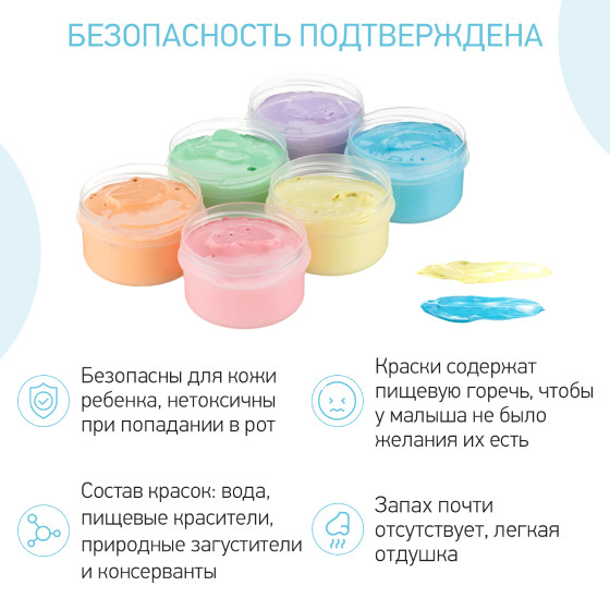 Пальчиковые краски ROXY-KIDS 6 цветов 60 мл - фото №5