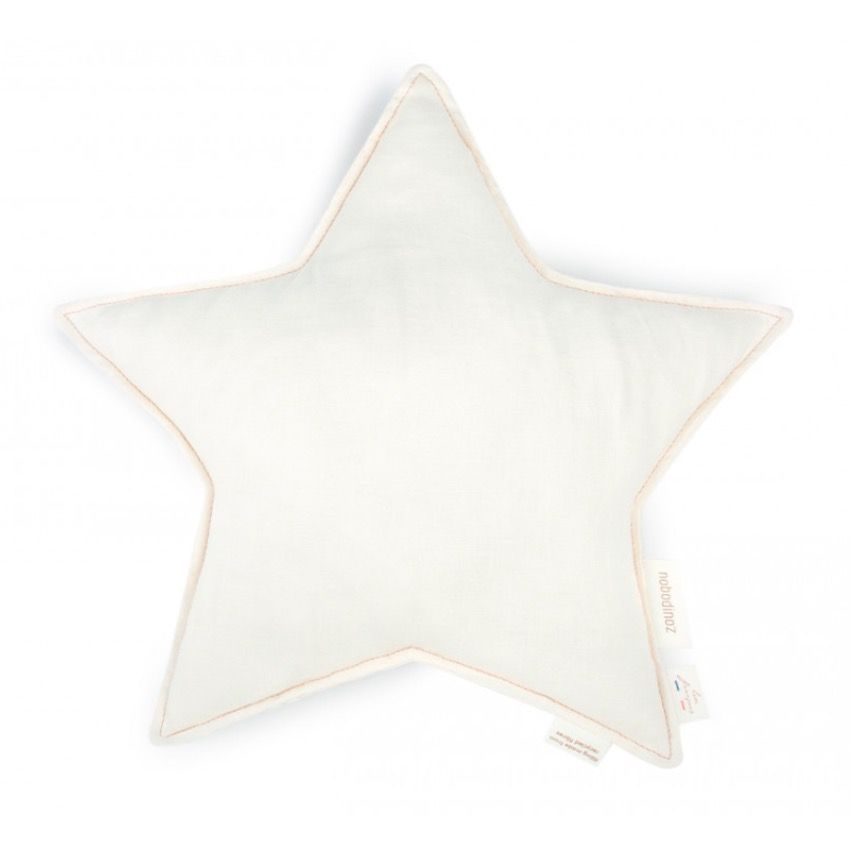 Подушка из льна Nobodinoz "Lin Francais Star White", молочная, 38 х 38 см
