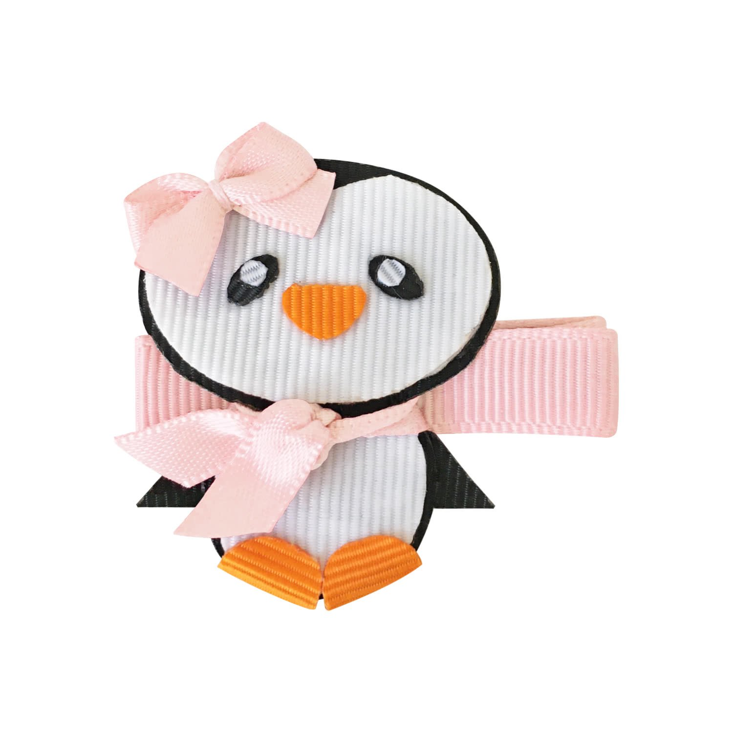 Заколка-зажим "Пингвин с бантиком", коллекция "Penguin", светло-розовая