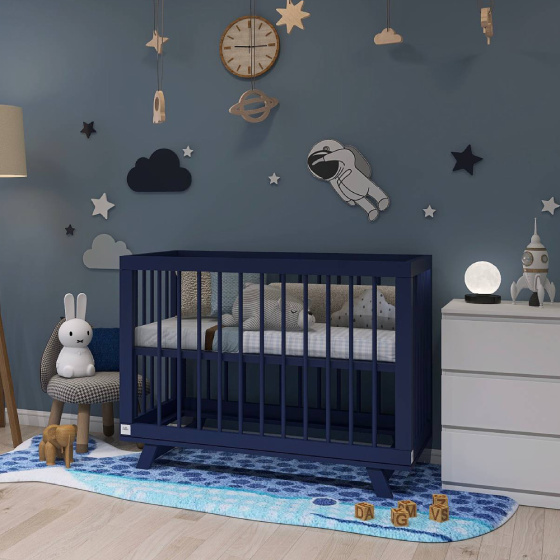 Кроватка для новорожденного Lilla "Aria Night Blue", синяя - фото №15