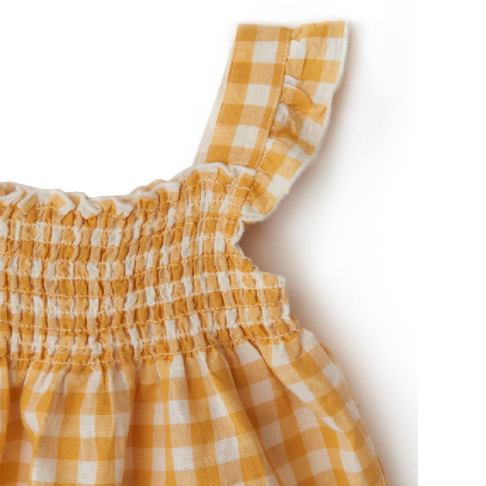 Платье на резинке Babybu "Pineapple Gingham", жёлтое - фото №2