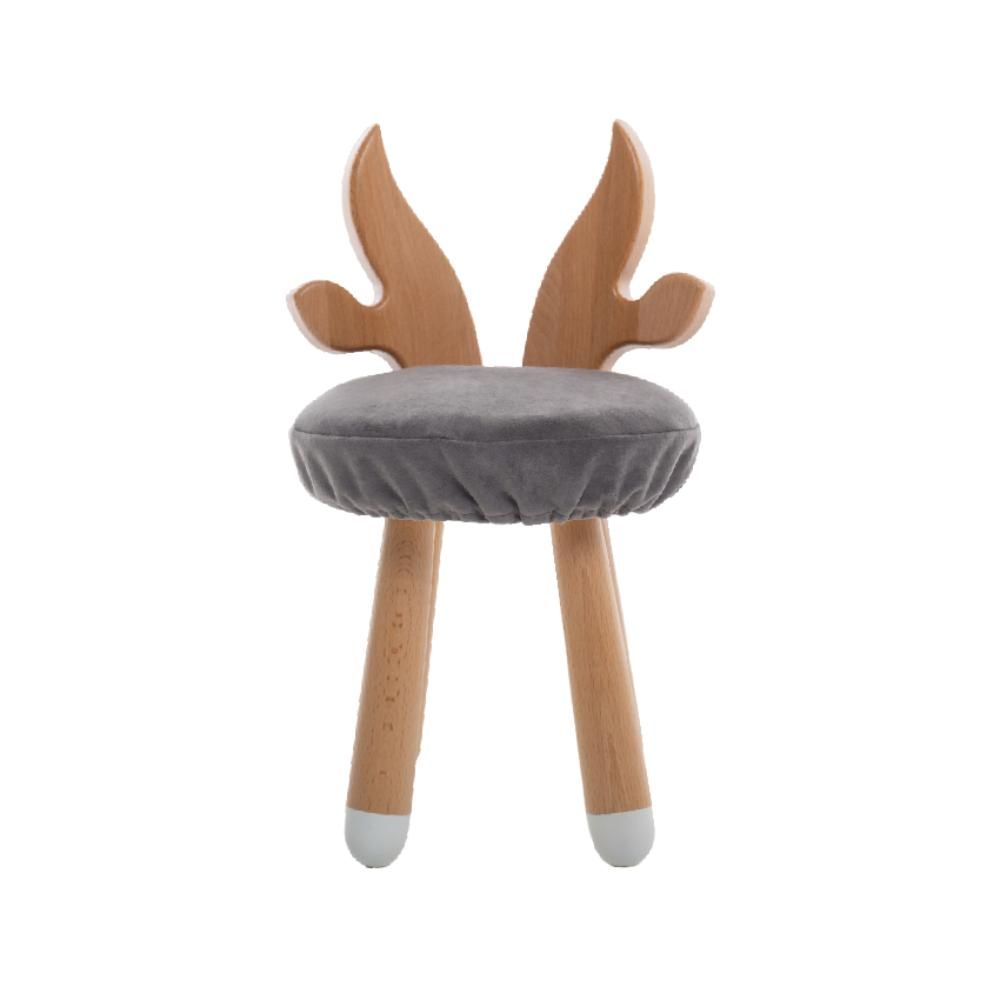 Стульчик LOONA soft furniture "Бычок", серый, с белыми пяточками - фото №1