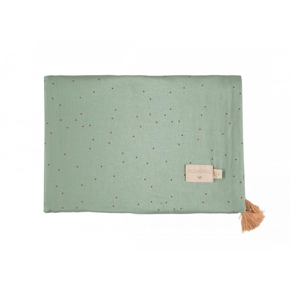 Легкое одеяло Nobodinoz "Treasure Toffee Dots/Eden", точки на антично-зеленом, 100 x 70 см - фото №1