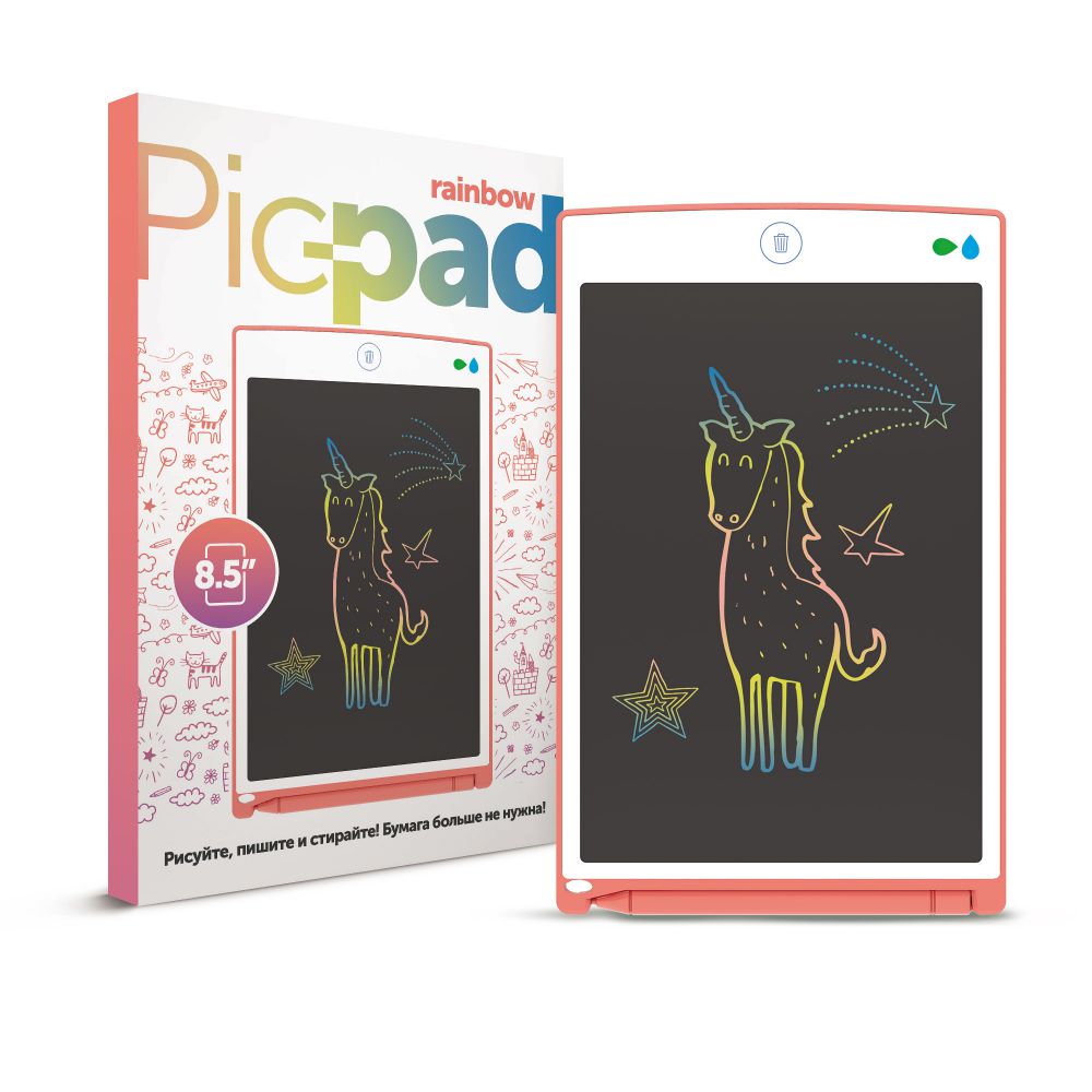 Планшет для рисования Назад к истокам "Pic-Pad Rainbow" с ЖК экраном, розовый