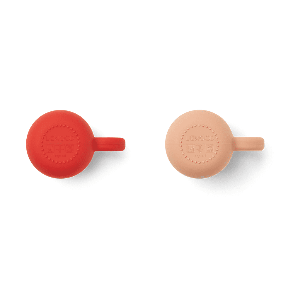 Набор детских кружек с ручкой LIEWOOD "Merce", 2 шт, красный с темно-розовым - фото №2