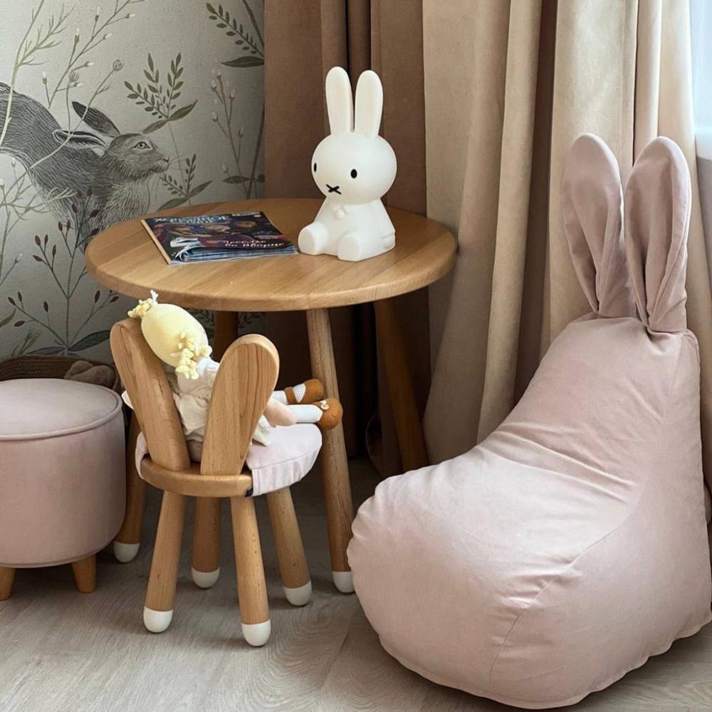 Стульчик LOONA soft furniture "Зайчик", розовый, с белыми пяточками - фото №1