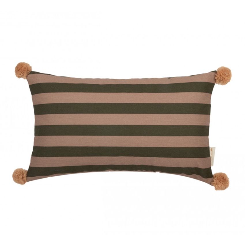 Подушка Nobodinoz "Majestic Cushion Green Stripes", зеленая полоска, 46 х 27 см