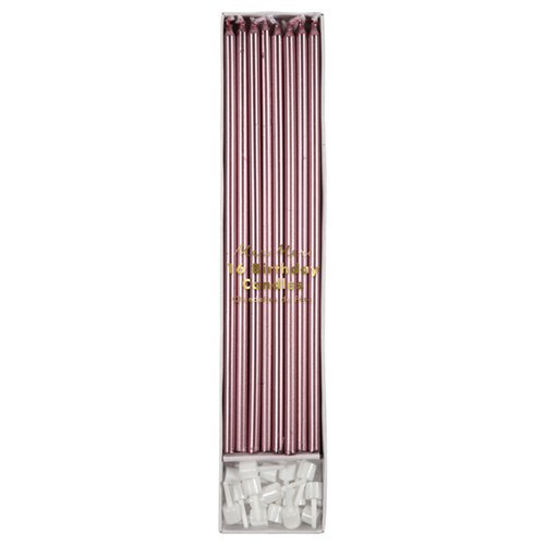 Свечи восковые длинные Meri Meri, розовый металл, 16 шт свечи с держателями мф поиск pink