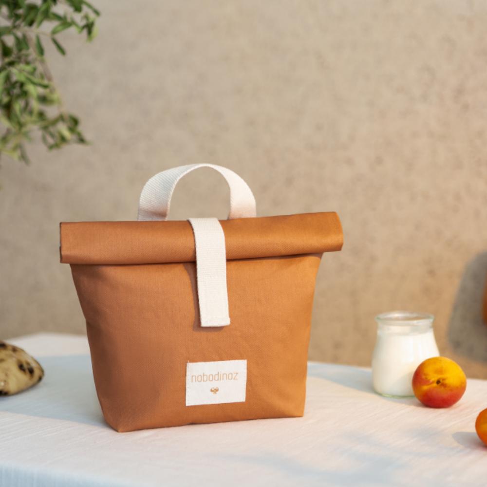Сумка для ланча Nobodinoz "Sunshine Eco Cinnamon", корица, водонепроницаемая, 24 х 19 см - фото №6