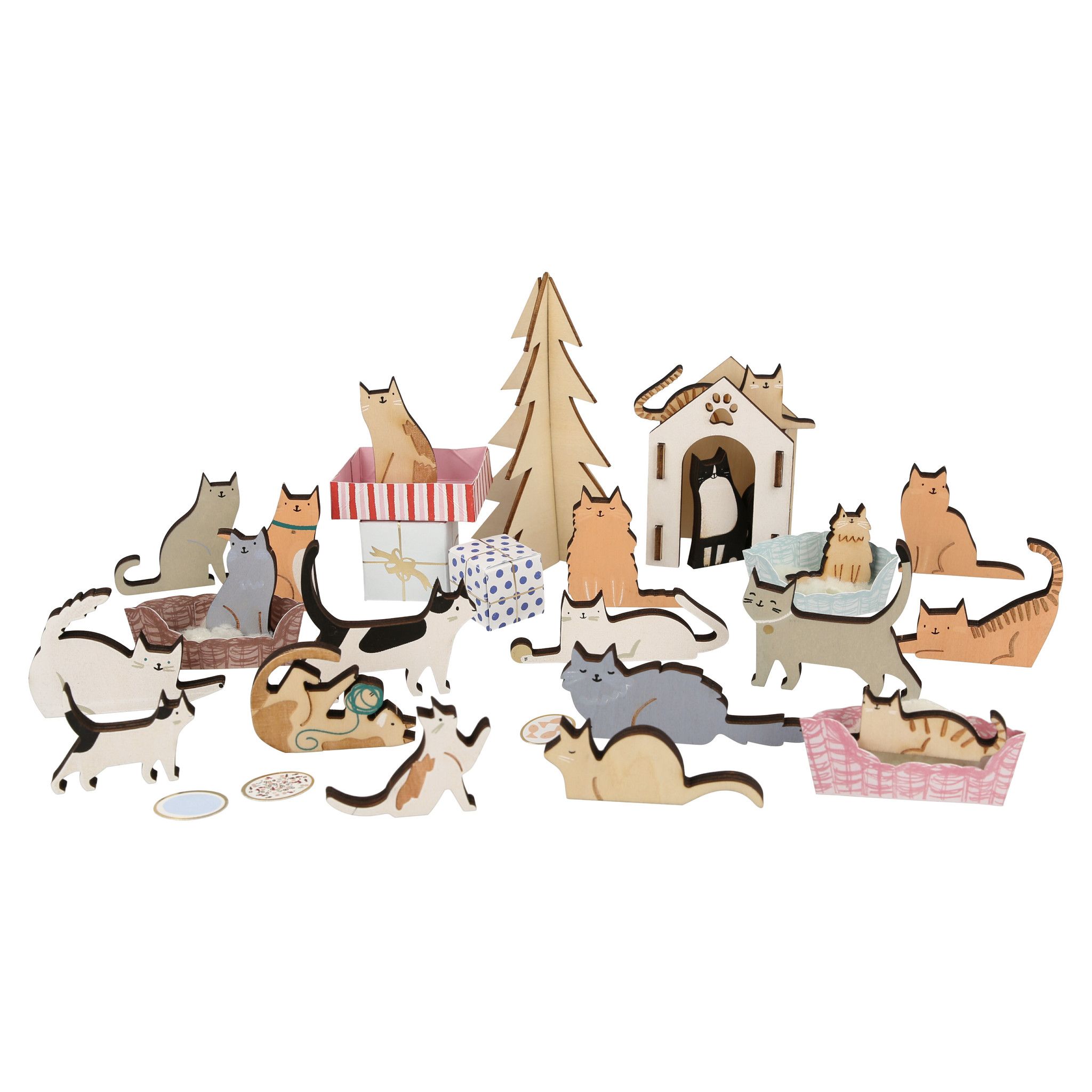 Адвент-календарь Meri Meri "Кошки", деревянный