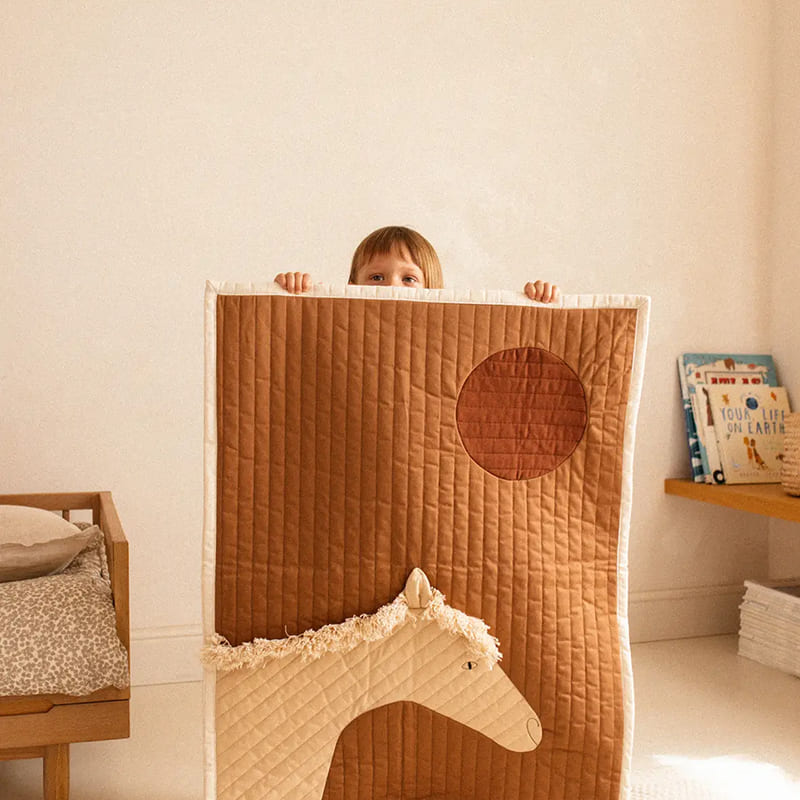 Стеганый игровой коврик-одеяло Nobodinoz "Horse", бежевый, 95 х 73 см - фото №6