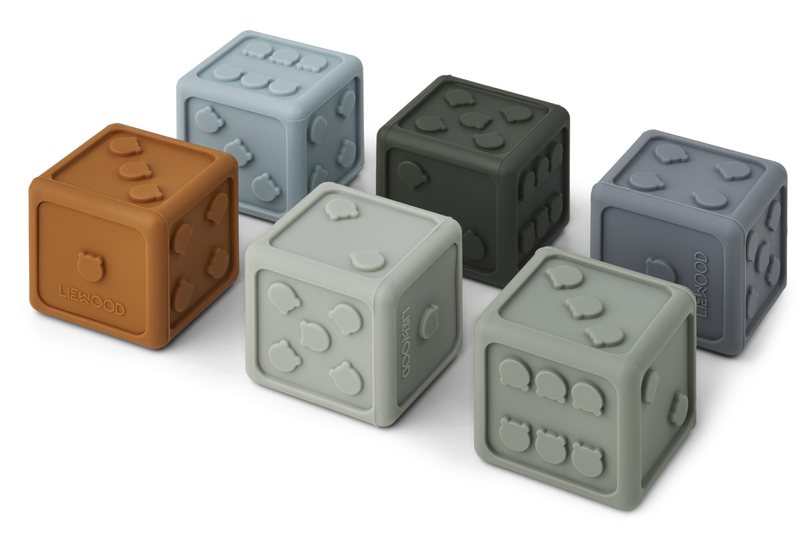 Набор игральных кубиков Liewood 6 шт, мульти микс с голубым