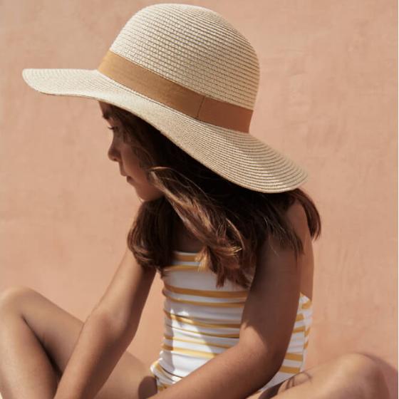 Детская соломенная шляпа-канотье Liewood "Elle capri", бежевый микс с золотой карамелью