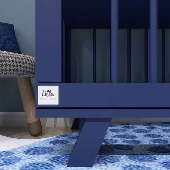 Кроватка для новорожденного Lilla "Aria Night Blue", синяя - фото №12