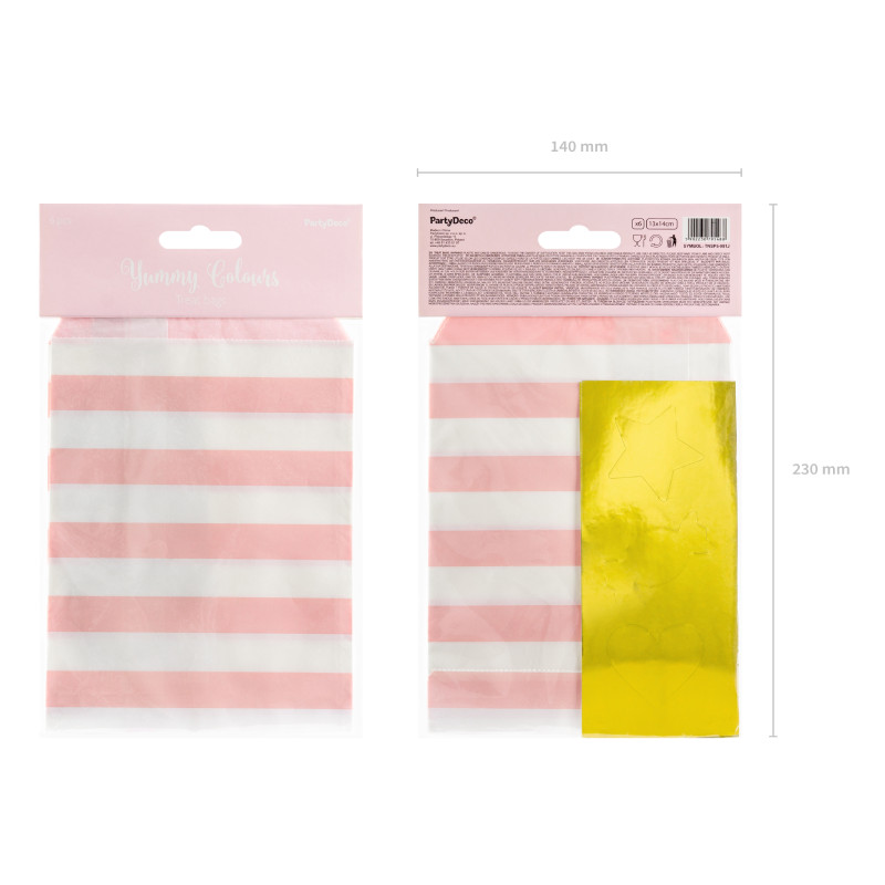 Пакетики для угощений Party Deco "Yummy", бледно-розовые, 6 шт - фото №9