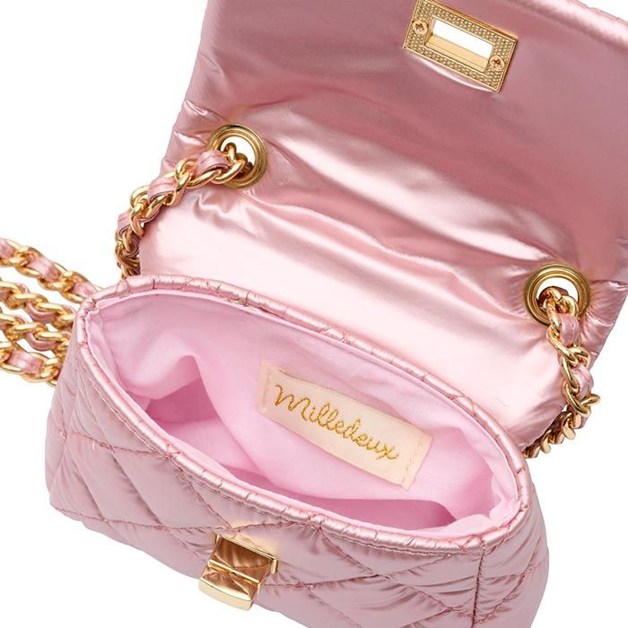 

Сумки Milledeux, Детская стеганая сумка на цепочке Milledeux, маленькая, коллекция "Metallic", светло-розовая