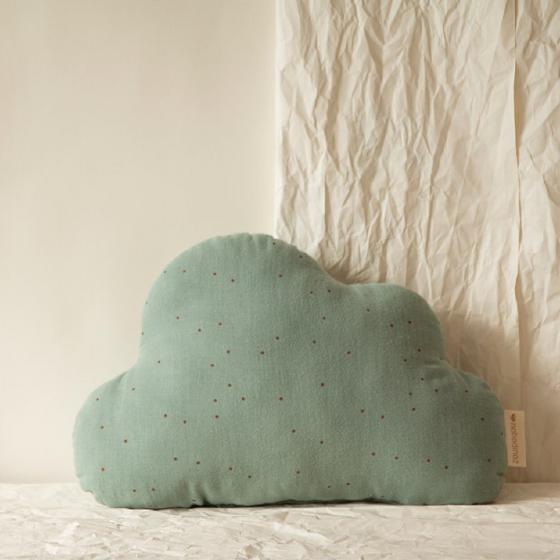 Подушка Nobodinoz "Cloud Toffee Sweet Dots/Eden", точки на антично-зеленом, 24 x 38 см