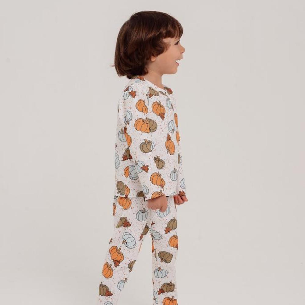 Пижама с длинным рукавом HOLIVIN "Тыква/листья", бежевая