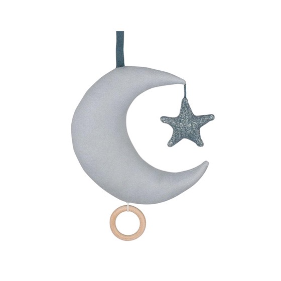 Подвесная музыкальная игруша Saga Copenhagen "Лунный месяц Ayla", нежно-голубой
