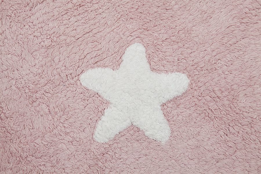 Ковер с крупными белыми звездами Lorena Canals, розовый, 120 х 160 см - фото №1