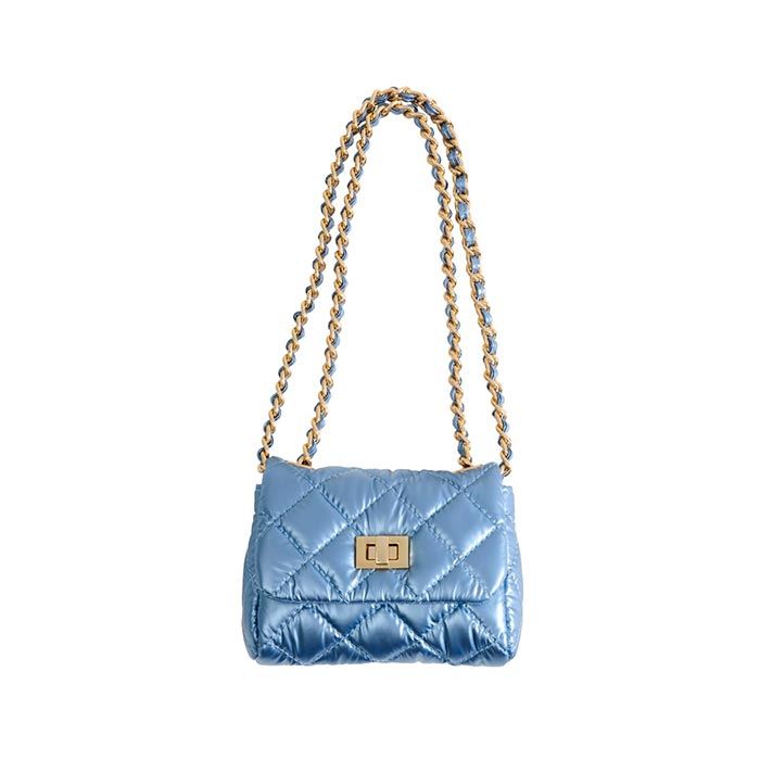 Детская стеганая сумка на цепочке Milledeux, маленькая, коллекция "Metallic", дымчато-голубая