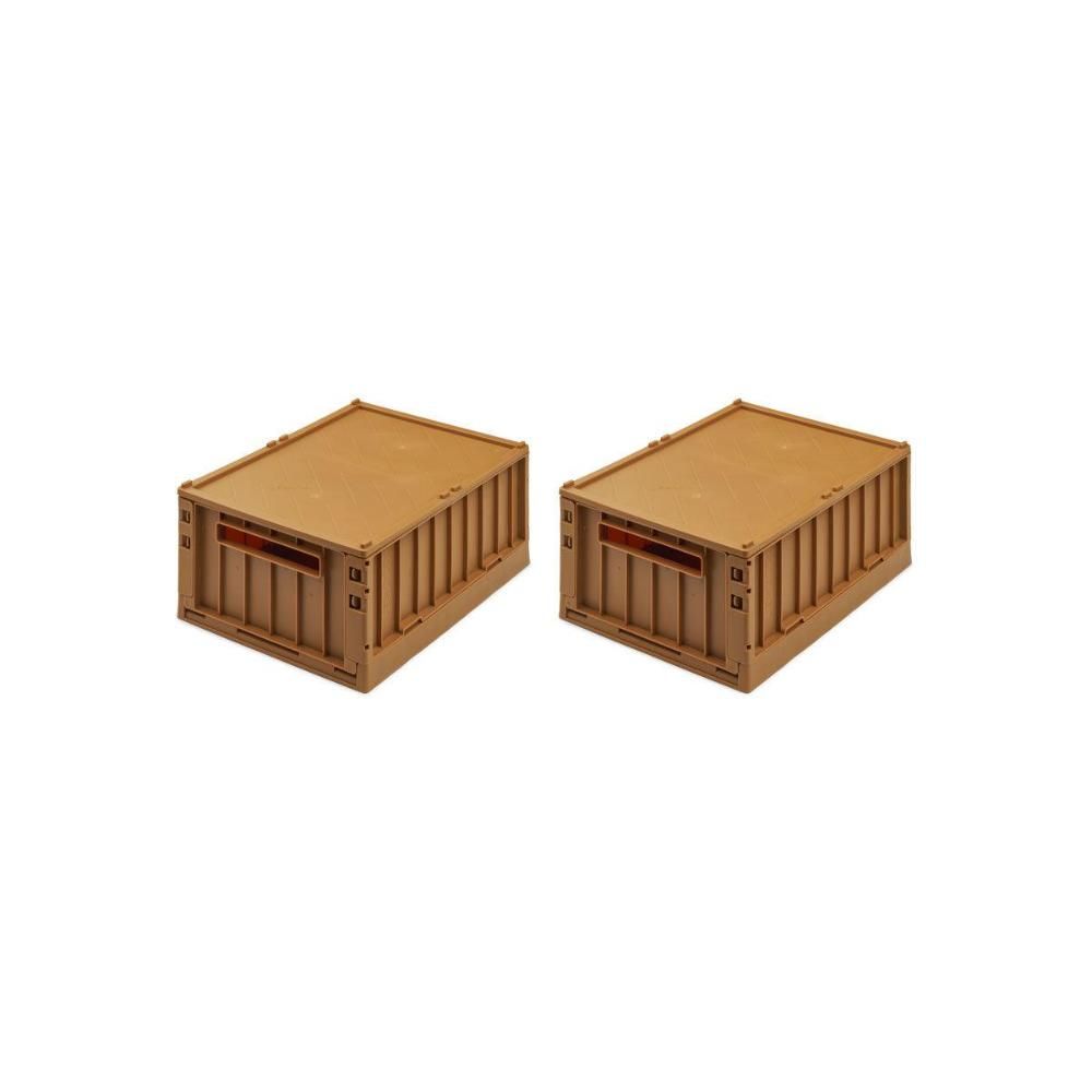 Набор складных ящиков для хранения с крышками Liewood, 2 шт, размер M, золотая карамель