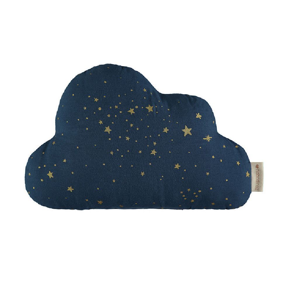 Подушка Nobodinoz "Cloud Gold Stella/Night", россыпь звезд с синим, 24 x 38 см - фото №1