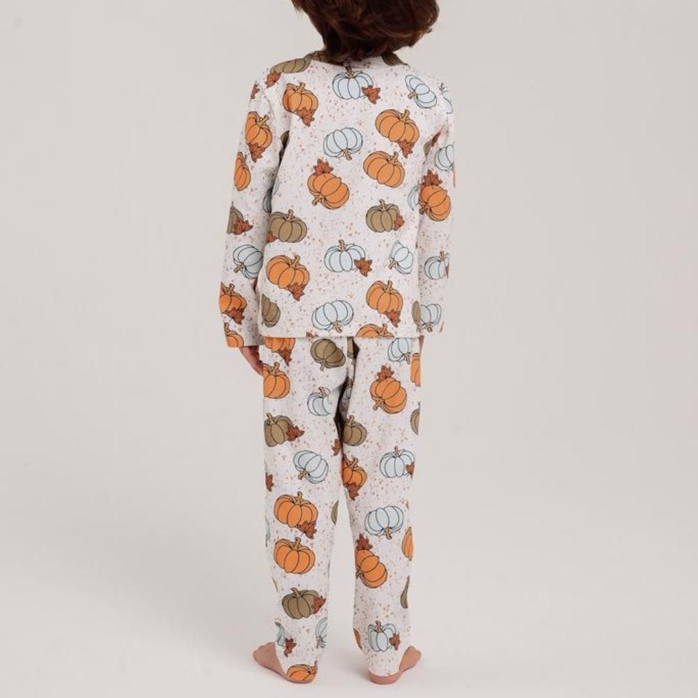 Пижама с длинным рукавом HOLIVIN "Тыква/листья", бежевая