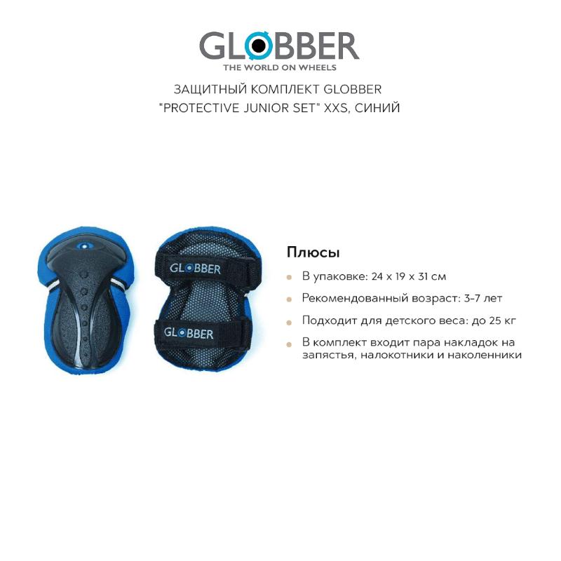 Защитный комплект GLOBBER "Protective junior set" XXS, синий - фото №2