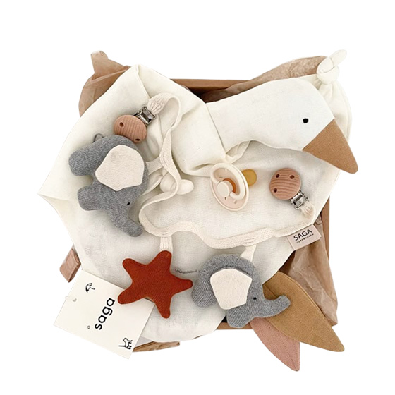 Подарочный набор для новорожденного Saga Copenhagen "Falke", 3 предмета, кремовый