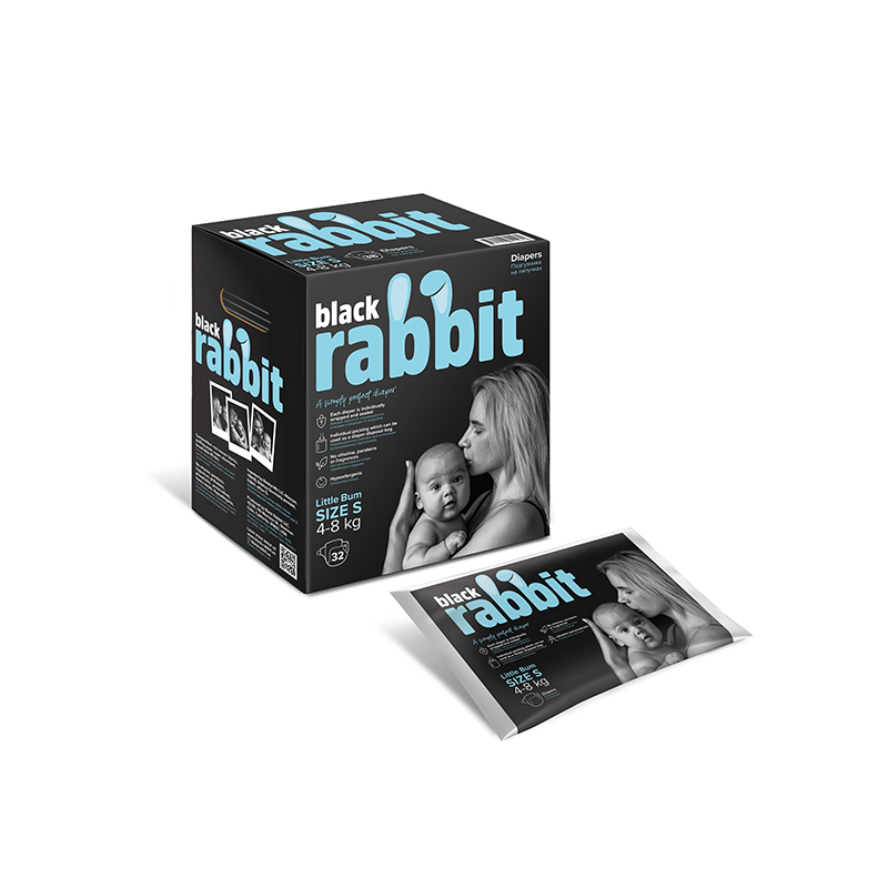 Подгузники Black Rabbit, S (4-8 кг), 32 шт