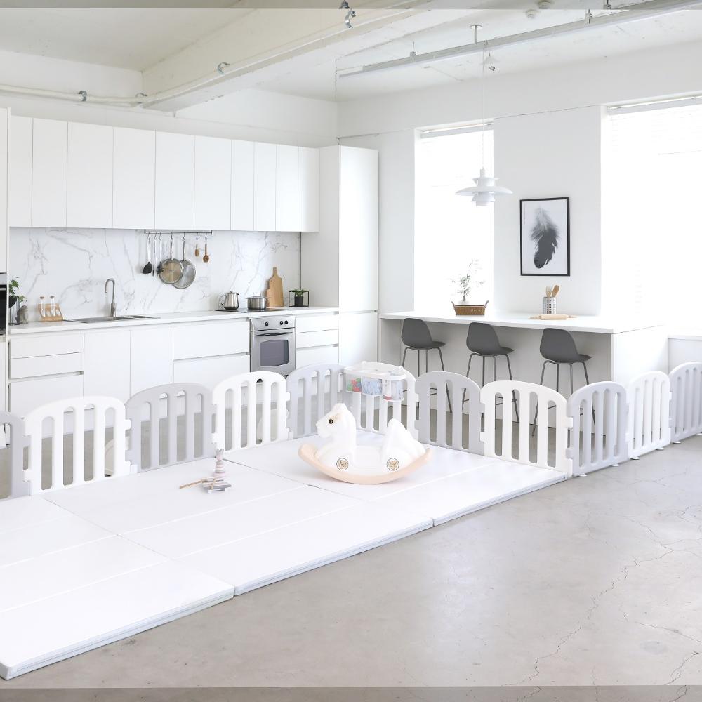 Детский манеж iFam "First Baby Room", бело-серый - фото №2