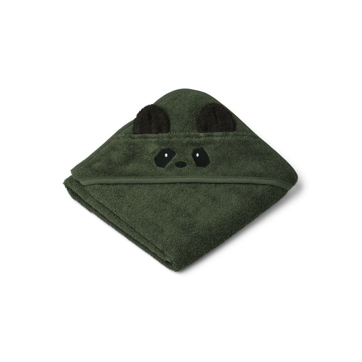 Детское полотенце с капюшоном Liewood "Панда", темно-зеленое, 70 х 70 см