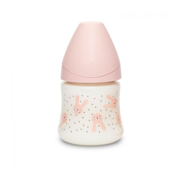 Бутылка Suavinex Hugge Baby "Розовый зайка с точками", 150 мл - фото №4