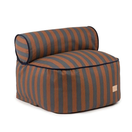 Кресло детское Nobodinoz "Majestic Beanbag Blue Brown Stripes", коричневая полоска, 50 х 50 х 25 см