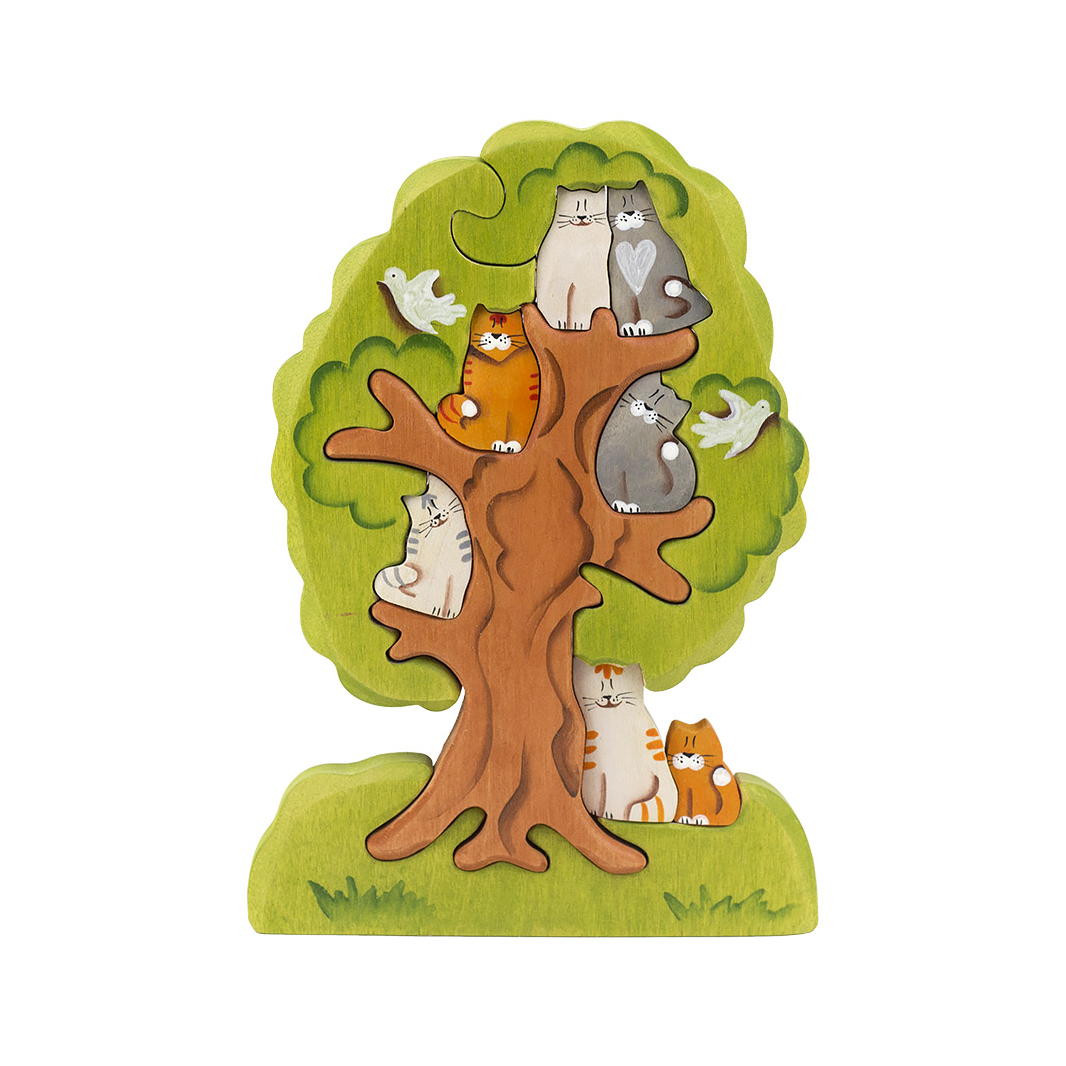 Деревянный пазл Сказки дерева "Кошки на дереве"