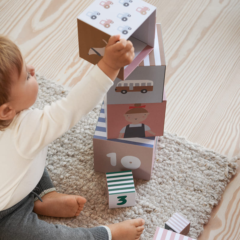 Бумажные кубики с цифрами LIEWOOD "Aaren Vehicles Downtown", бежевый микс - фото №9